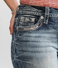 Miss Me Curvy Mid-Rise Cuffed Stretch Capri Jean M383 Clearance