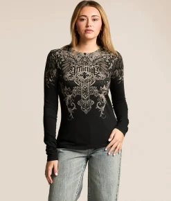 Tops | Affliction Daisetta T-Shirt Black Potassium Wash
