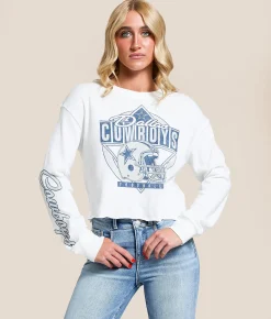 Junkfood Dallas Cowboys Helmet Cropped Pullover White Hot
