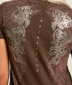 Tops | Affliction Danica Rose T-Shirt Chocolate Lava Wash