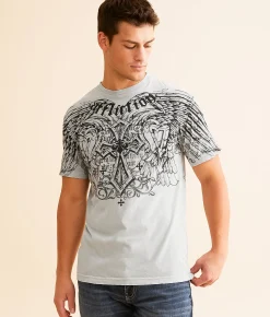 Affliction Dark Attack T-Shirt Silver Grey Lava Wash