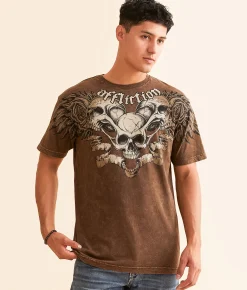 Graphic T-Shirts | Affliction Dark Omen T-Shirt Dark Tobacco Lava Wash