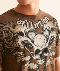 Graphic T-Shirts | Affliction Dark Omen T-Shirt Dark Tobacco Lava Wash