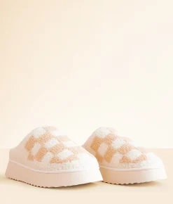 Shoes | Mia Darlaa Flatform Slipper Latte Check