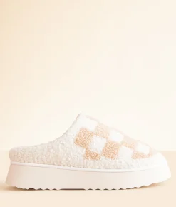 Shoes | Mia Darlaa Flatform Slipper Latte Check