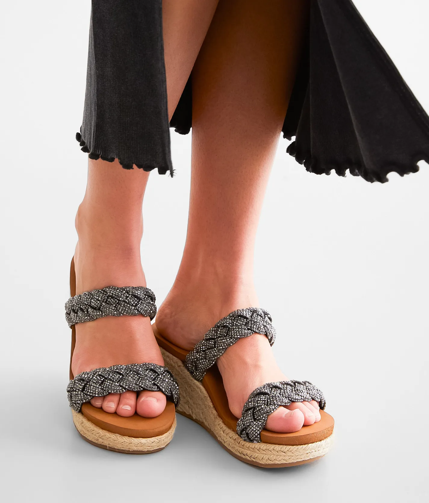Shoes | Very G Davina Bedazzled Wedge Sandal Black
