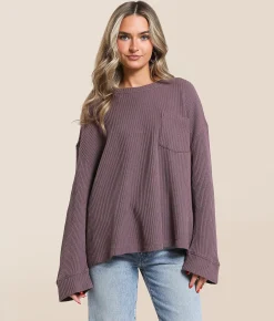 Tops | Free People Dawson Oversized Thermal Dark Purple
