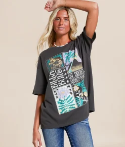 Tops | Billabong Daydream Away Oversized T-Shirt Off Black