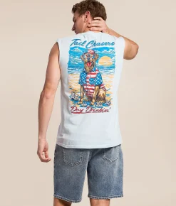 Tail Chasers Club Day Drinkin' Muscle Tank Top Chambray New