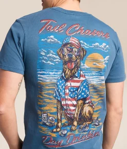 Tops|Graphic T-Shirts | Tail Chasers Club Day Drinkin T-Shirt Midnight Pigment Dye