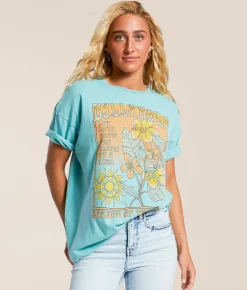 Tops | Billabong Daylight Blooms Oversized T-Shirt Misty Blue
