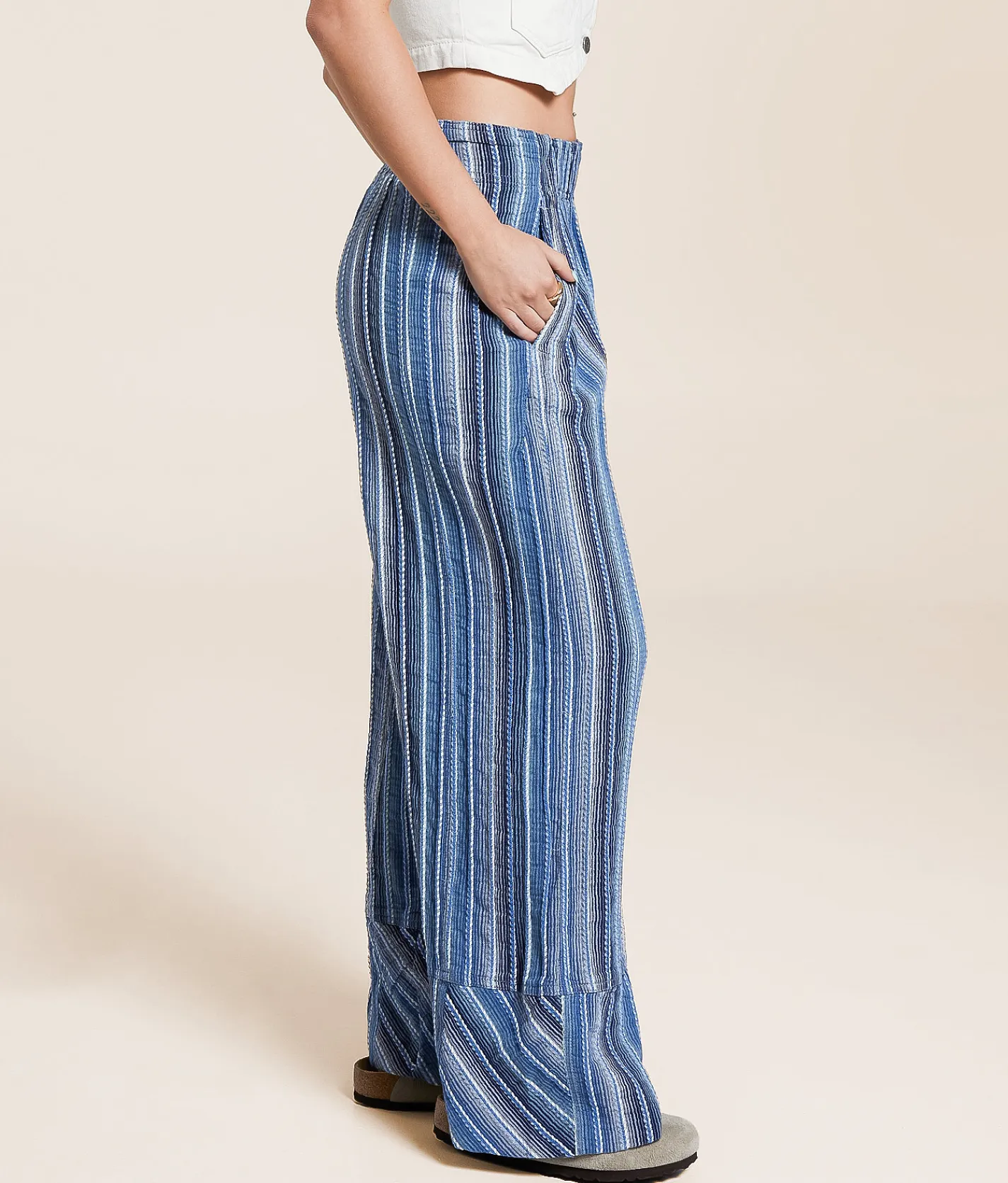 Bottoms | Free People Days End Pant Indigo Combo