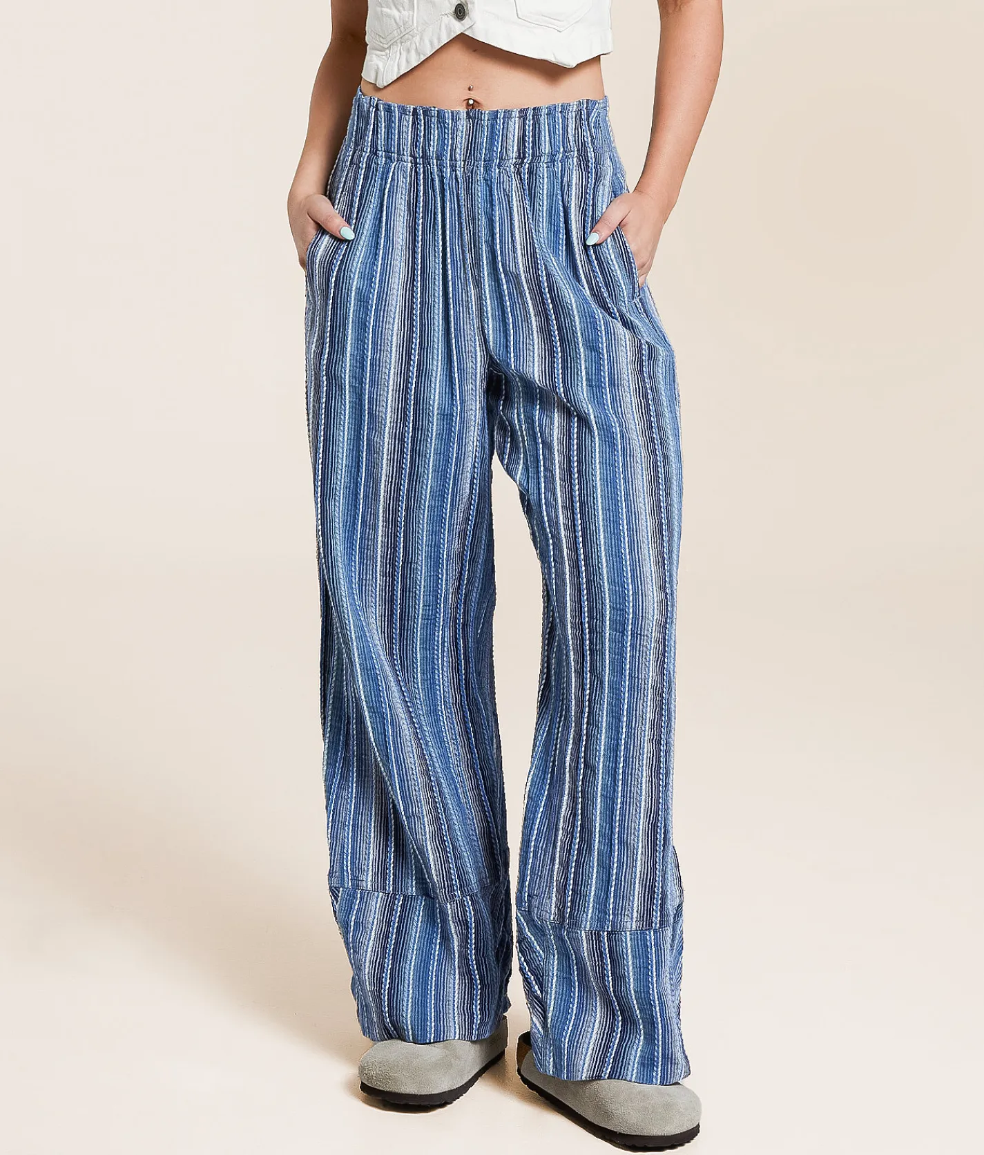 Bottoms | Free People Days End Pant Indigo Combo