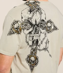 Affliction Deadly Menace T-Shirt Sand Lava Wash New