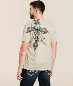 Affliction Deadly Menace T-Shirt Sand Lava Wash New