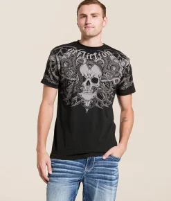 Affliction Deadly T-Shirt Black Brown Lava Tint Online
