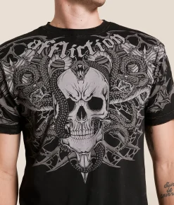 Affliction Deadly T-Shirt Black Brown Lava Tint Online