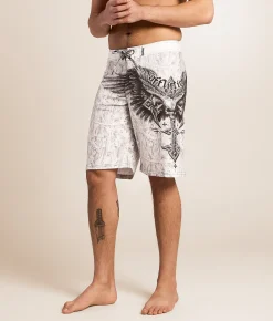 Bottoms|Swimwear | Affliction Death Eyes Stretch Boardshort White