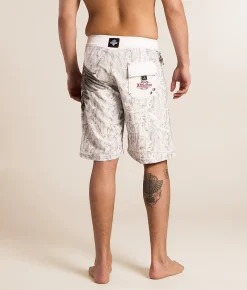 Bottoms|Swimwear | Affliction Death Eyes Stretch Boardshort White