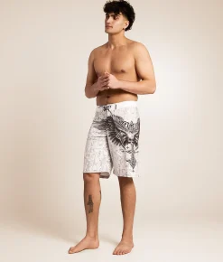 Bottoms|Swimwear | Affliction Death Eyes Stretch Boardshort White