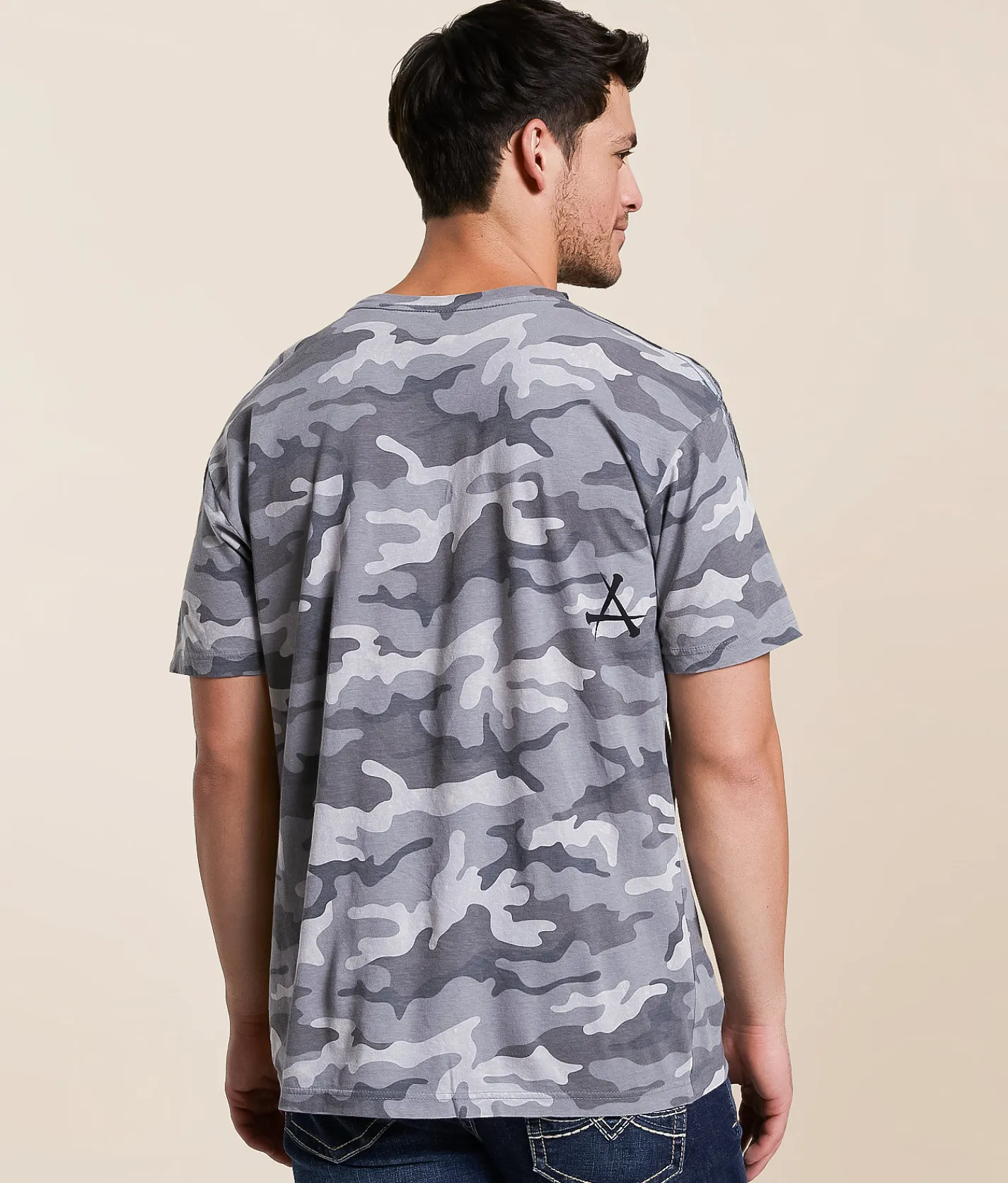 Tops | Affliction Death Eyes T-Shirt Grey Camo Lava Wash