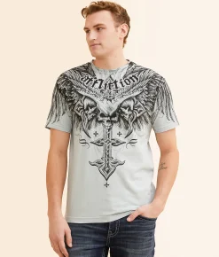 Graphic T-Shirts | Affliction Death Eyes T-Shirt Light Grey