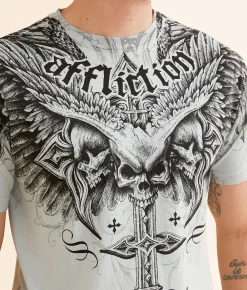 Graphic T-Shirts | Affliction Death Eyes T-Shirt Light Grey