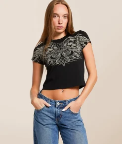 Affliction Death Slayer Cropped T-Shirt Black New