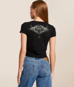 Affliction Death Slayer Cropped T-Shirt Black New