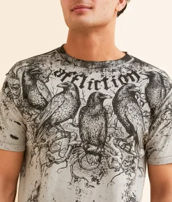 Graphic T-Shirts | Affliction Death Trial Reversible T-Shirt Silver Lava Wash