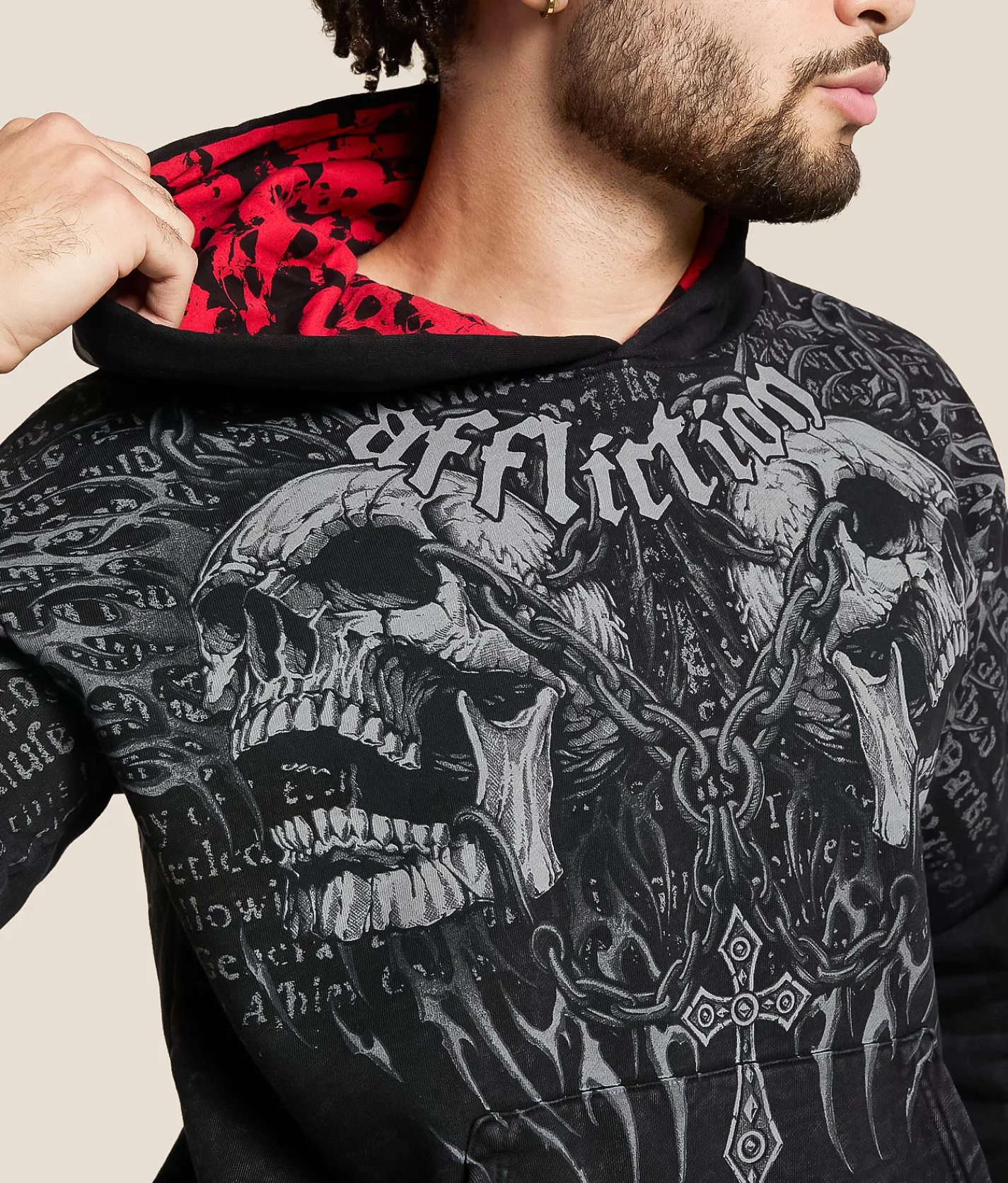 Affliction Decimation Hooded Sweatshirt Black Lava Wash Best