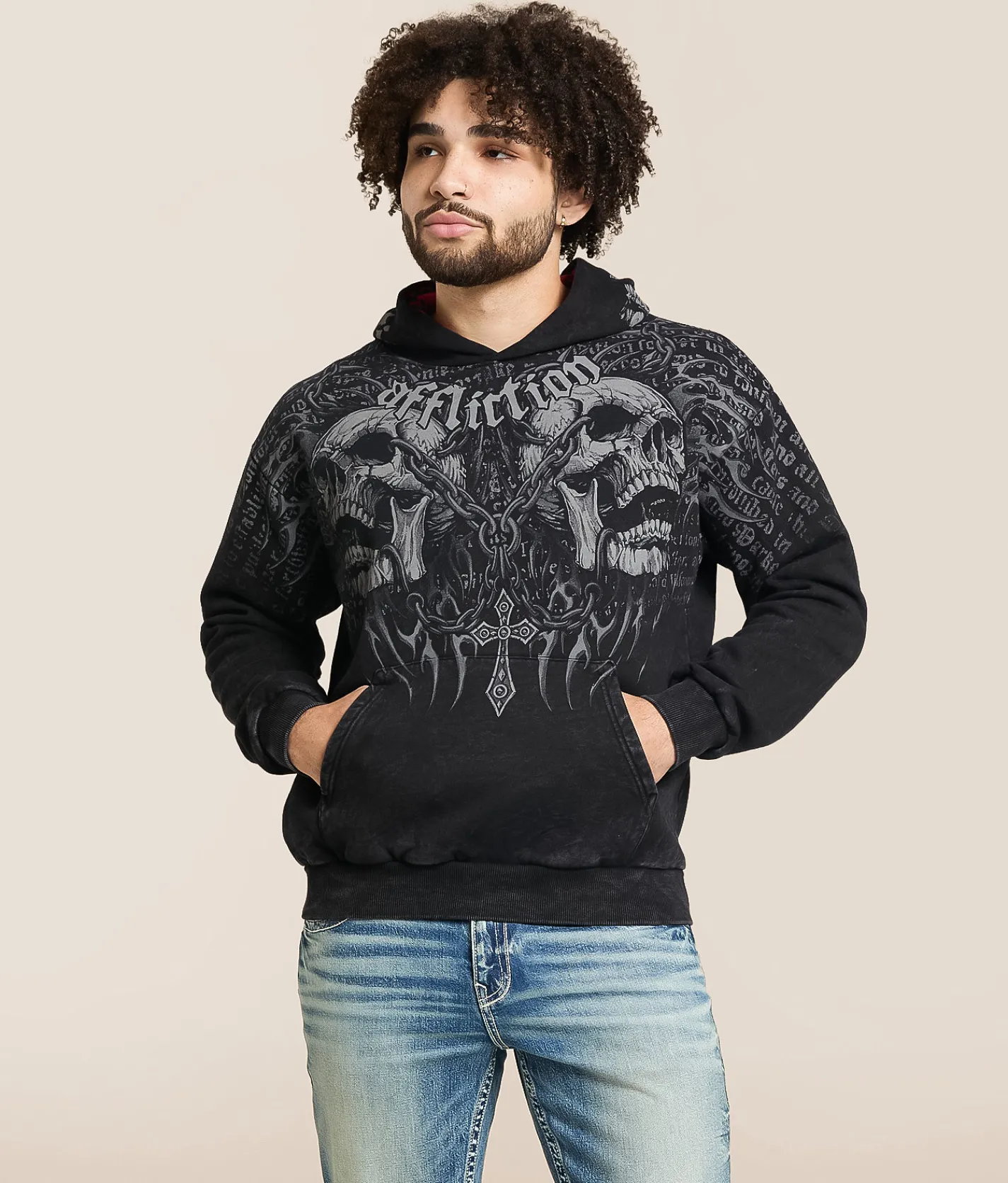 Affliction Decimation Hooded Sweatshirt Black Lava Wash Best