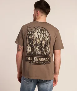 Tops|Graphic T-Shirts | Tail Chasers Club Deer Camo T-Shirt Falcon