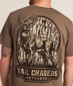 Tops|Graphic T-Shirts | Tail Chasers Club Deer Camo T-Shirt Falcon