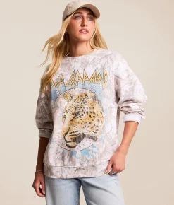 Tops | Goodie Two Sleeves Def Leppard Band Oversized Pullover Camo