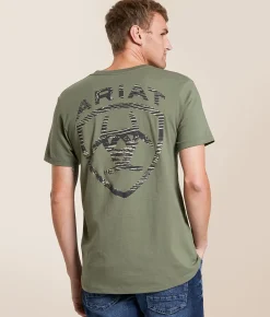 Ariat Deluxe Woodish Shield T-Shirt Surplus Green New