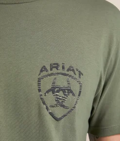Ariat Deluxe Woodish Shield T-Shirt Surplus Green New