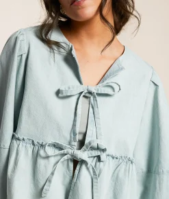 Free People Denim Brunch Babe Top Light Tint Wash New