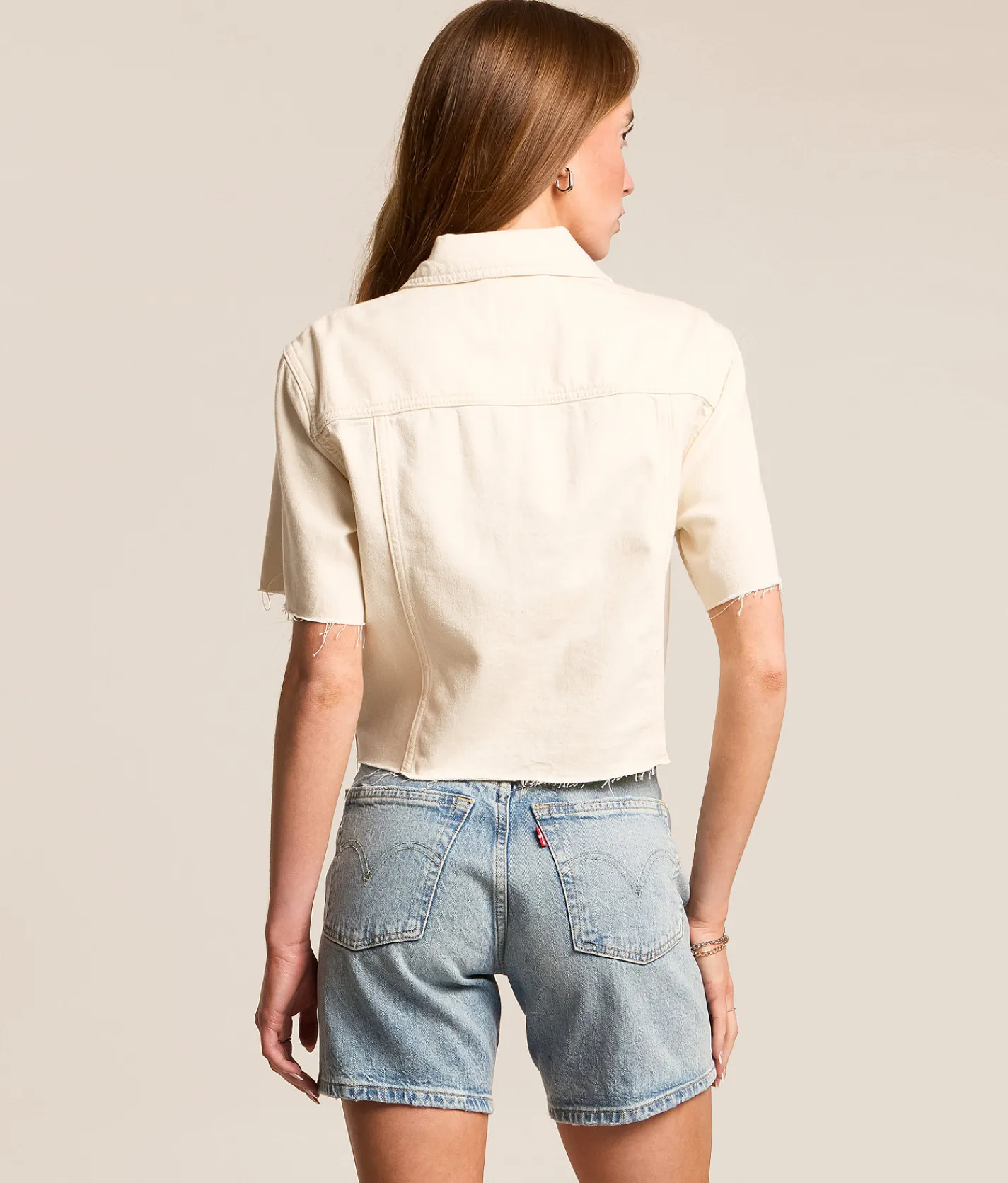 Tops | HIDDEN Denim Cropped Shirt Ecru