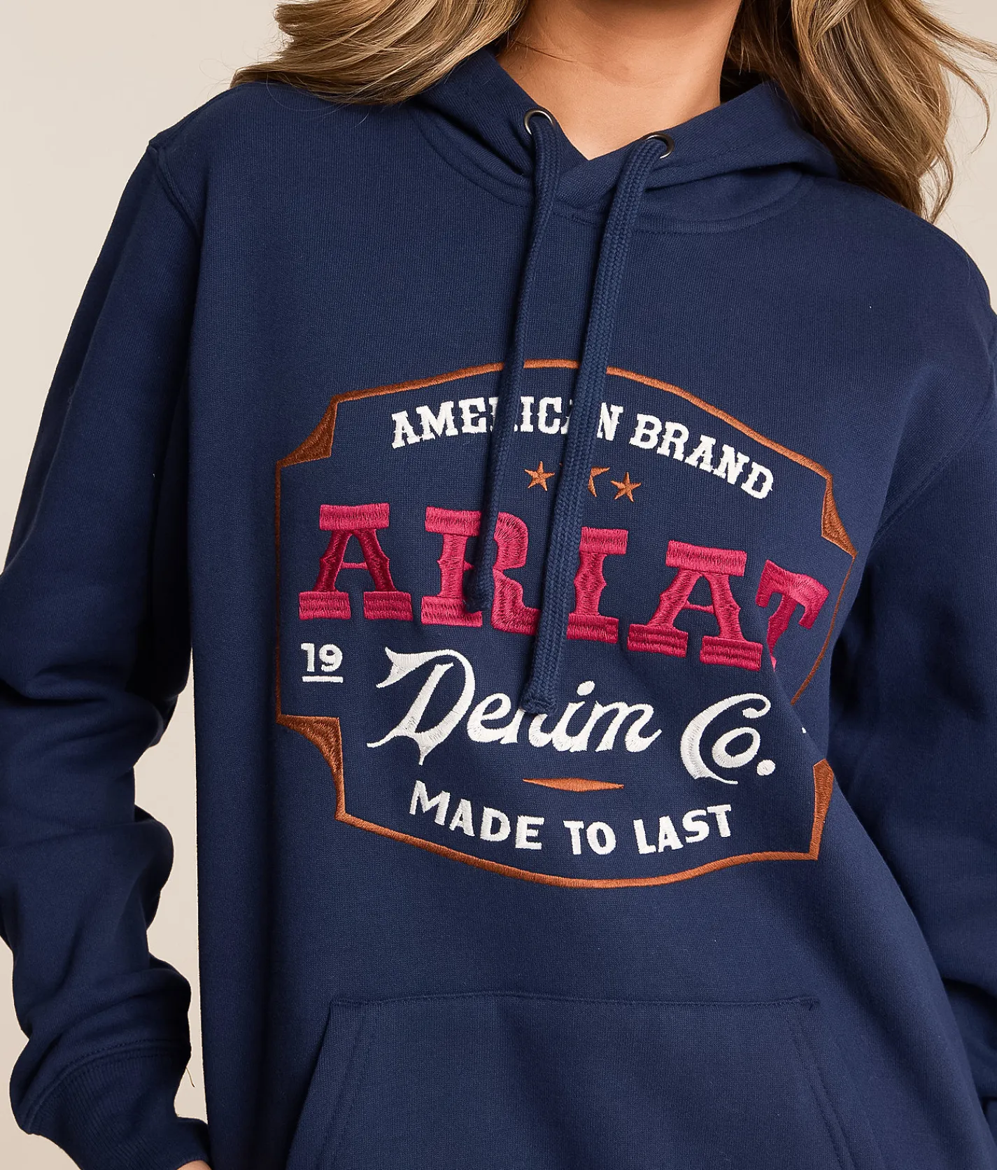Ariat Denim Emblem Hooded Sweatshirt Dress Blues Clearance