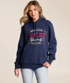 Ariat Denim Emblem Hooded Sweatshirt Dress Blues Clearance