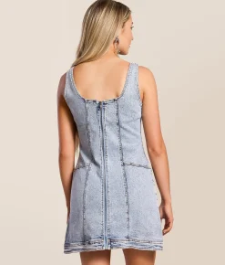Blue B Denim Mini Dress Charcoal Denim Outlet