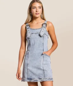 Blue B Denim Mini Dress Charcoal Denim Outlet