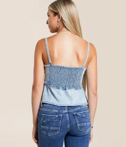 Blue B Denim Peplum Tank Top Light Wash