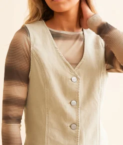 Tops|Coats & Jackets | Risen Denim Stretch Vest Acid Pink