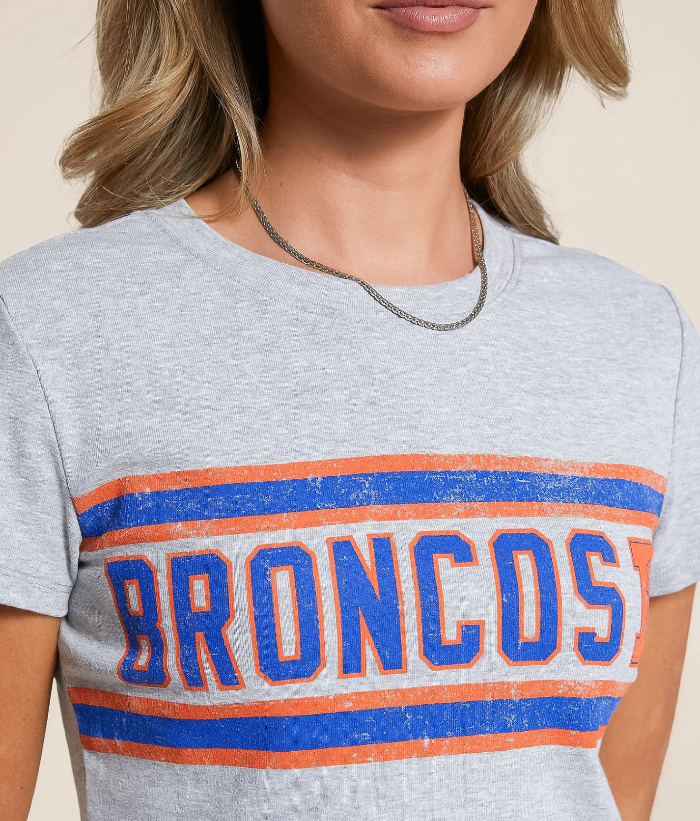 Tops | Junkfood Denver Broncos Sideline Baby Cropped T-Shirt Heather Grey