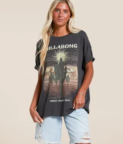 Tops | Billabong Desert Break Oversized T-Shirt Off Black