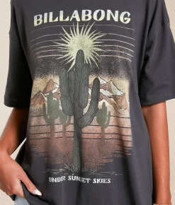 Tops | Billabong Desert Break Oversized T-Shirt Off Black