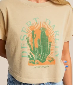 Girl Dangerous Desert Darlin' Cropped T-Shirt Tan Outlet