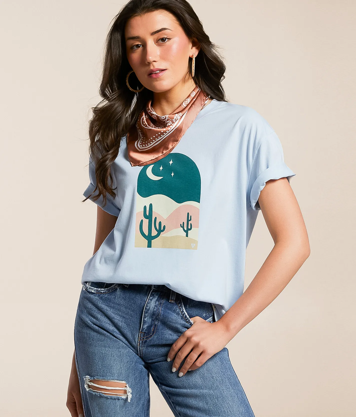 LIV Outdoor Desert Twilight Oversized T-Shirt Niagra Mist Hot